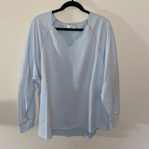 AERIE V OVERSIZED SWEATSHIRT - Eyelet Blue
